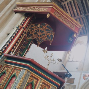 The pulpit at St Mary and All Saints Church