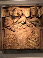 Roof panel showing Maximilian (L) with his first (R) and third (M) wives